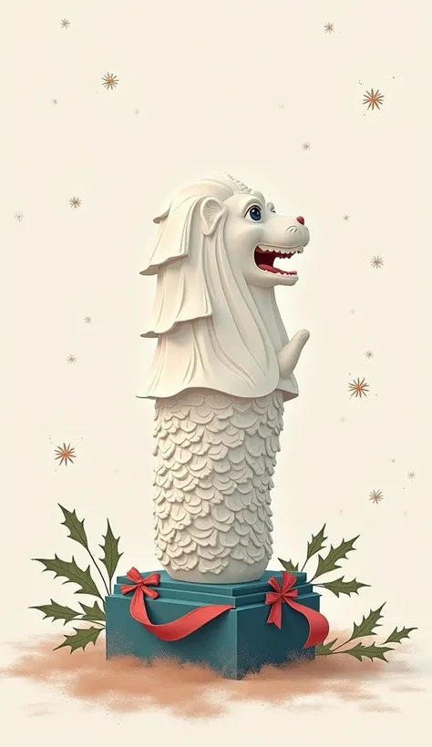  make me a post for the shoe brands instagram story held to promote christmast event in singapore. Draw with the feel of the Singaporean mascot The Merlion with a simple and elegant design