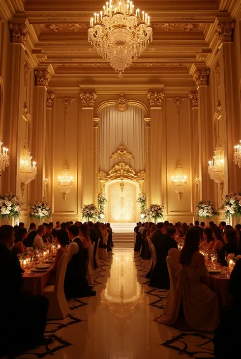 a hall about 50 ppl that the background theme is about Oscar decoration 