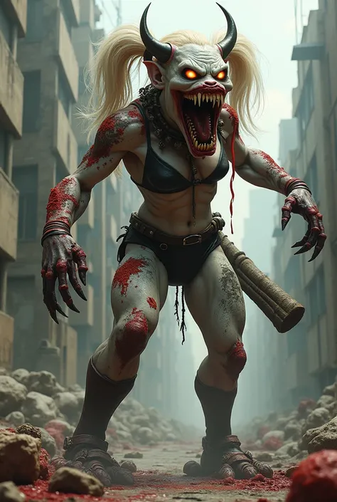 Harley Quinn in the style of a deathclaw