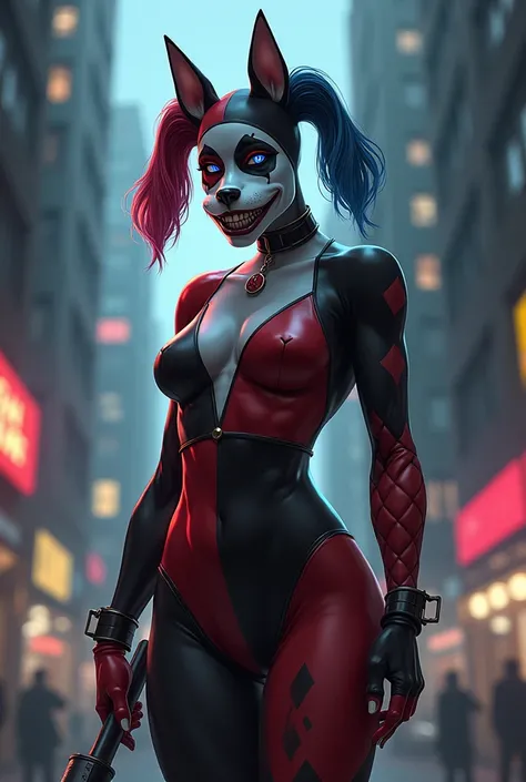 Harley Quinn in the style of an anthro Great Dane