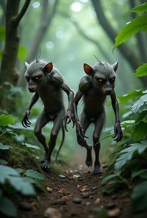 you *Ebu Gogo * they were described as two sinister beings of short stature, about one meter tall ,  bodies covered by thin hair and long, disheveled hair . Bright eyes running in the forest