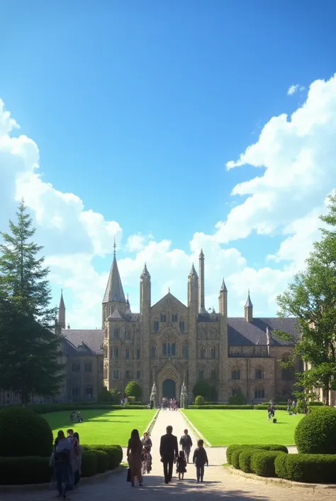 boarding school with blue sky background