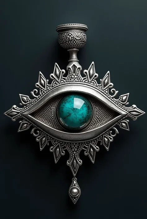 Turkishs eye brooch, with silver fine edges and details that form something similar to a silver chalice on the upper part of the eye