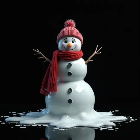 design 1 includes an image of a snowman with half its body melted, wearing a beanie and a red scarf, the design is placed on a black background