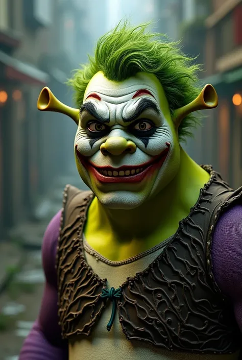 Shrek with the joker makeup 