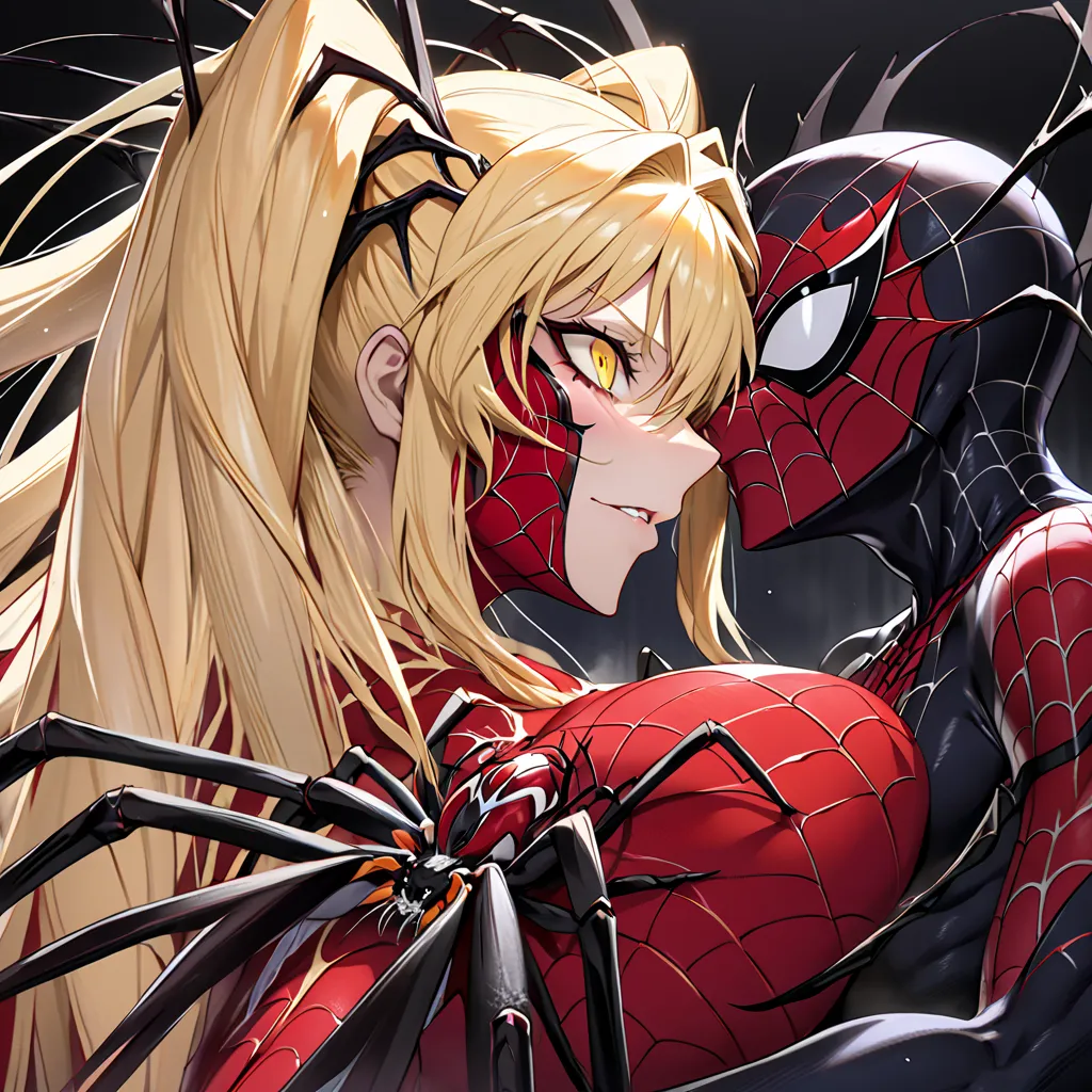 the spider devil is the wife of the demon king of akurane, and they passionately hug each other, passionately kiss each other as...