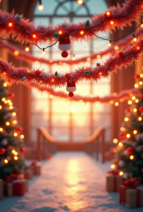 Horizontal streamers with Christmas elements