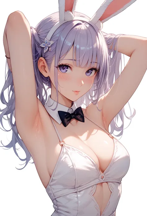 Look at your armpitsせている，blush，Look at your armpits，Bunny girl is transparent， no background 