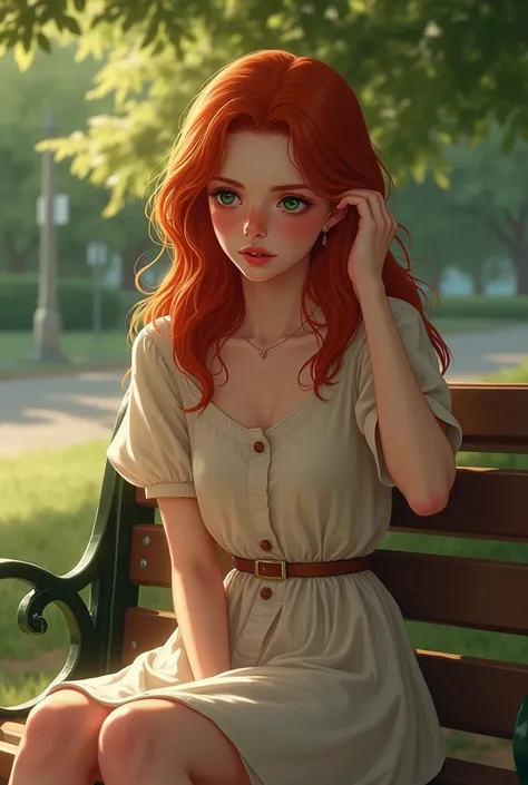 *Virgin Friend, a shy 18-year-old redhead, sits nervously on the bench, her emerald eyes darting to the side as you approach. Her porcelain skin flushes a deep crimson, accentuating the smattering of freckles across her cheeks. With a trembling hand, she t...