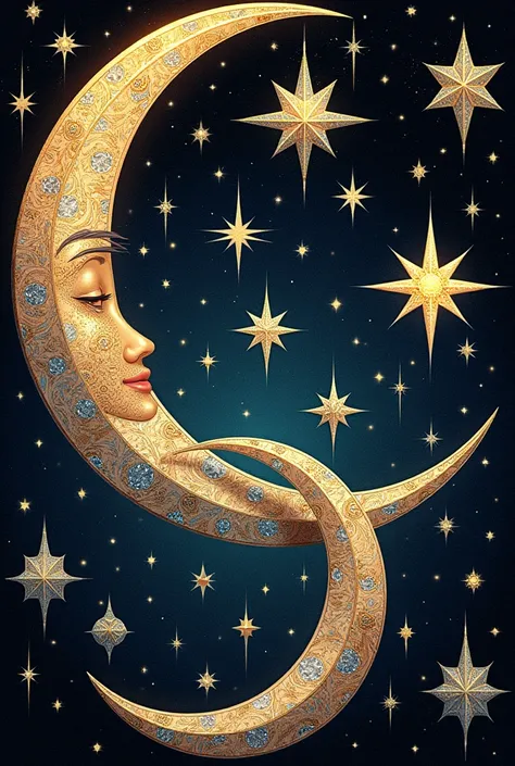 Mosaic full of stars and half moons..  illustration 