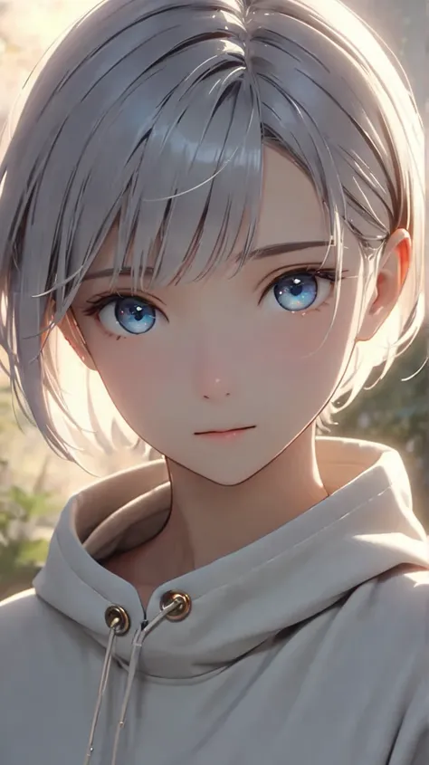 1gir, animation style, Best Illumination, cinematic lighting, crisp details, tall, mature slim body, sharp focus, Perfect Anatomy, (8k, best quality, masterpiece:1.5), short silver hair, middle parted bangs, bangs fall naturally over the center of the fore...