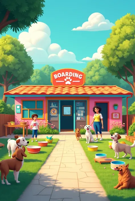 Create a dog boarding center for me with color