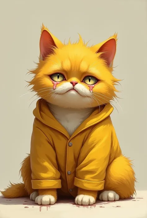  Yellow cat in crying pajamas