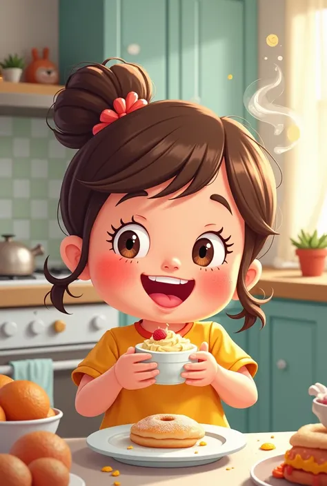 Cartoon Girl Eating
