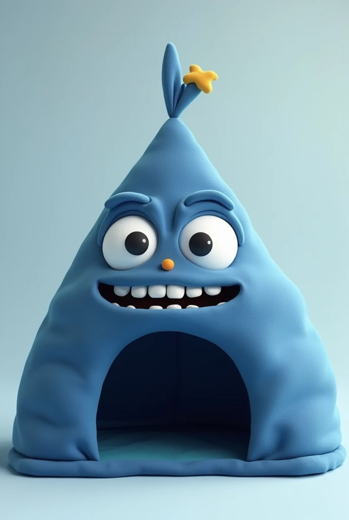 dark blue tent with eyes and big smile , 3d , cute and for ren