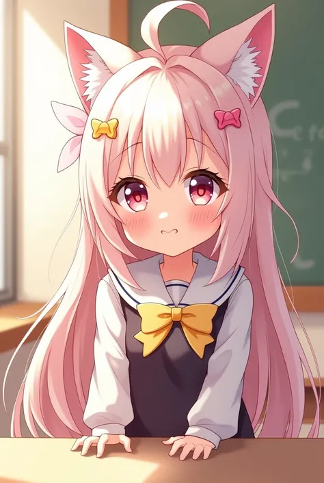   is an anime-style drawing of the  character with cat ears. It looks like this :

1. **Character Traits:**
    - The character is a  with cat ears. It conveys cuteness and playfulness.
- Bright colored eyes. Reflect the tenderness and cuteness of the char...