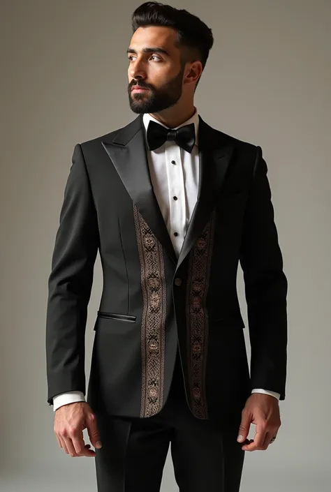 imagine a skinny wedding pant coat for men with Palestine theme front 