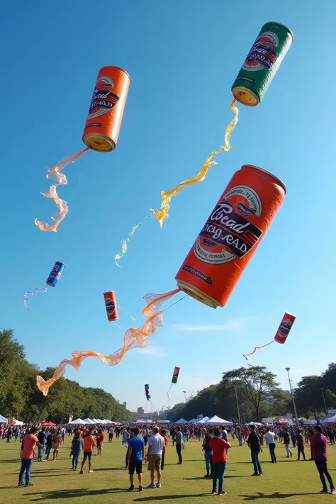  Kite Festival and that the kites show an advertisement for a launch of cocoa beer ,  the kites can be in the shape of a can The scene is set at a kite festival in an outdoor park or in a large space in Bogotá. The sky is clear, of a bright blue,  and the ...