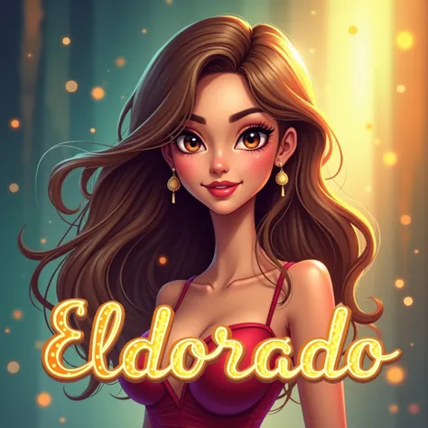 Design a captivating and elegant illustration of a beautiful girl, exuding charm and warmth. She should have large, expressive eyes with a soft sparkle, a gentle smile that conveys friendliness and approachability, and a subtle, confident pose that draws t...