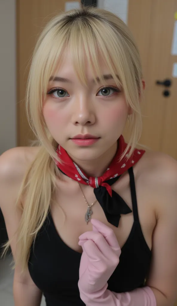 japanese female cabaret club girl makeup、 in the school toilet 、beautiful、a 20-year-old girl with slender eyes 、 beautiful woman...