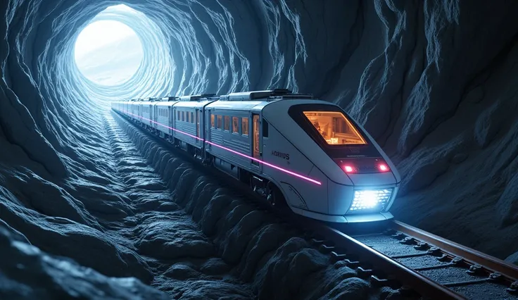 High-tech trains, science fiction, travel through wormhole