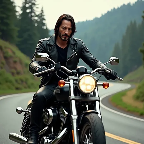 keanu reeves on a motorcycle, Realistic depiction,  High Definition 