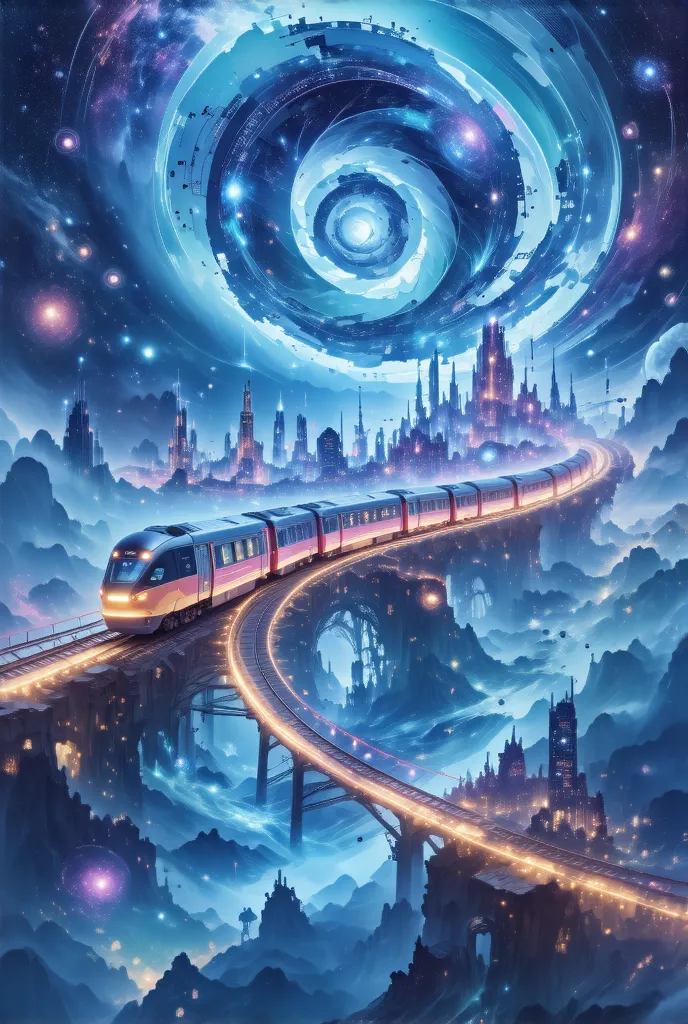 science fiction,  actual .  cyberpunk trains spiral dynamically in outer space,it also destroys many layers of dimensions ,  has...