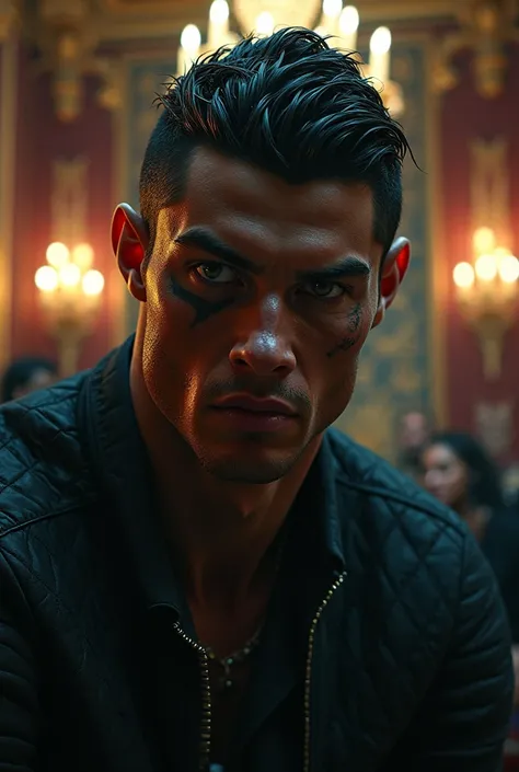  Portrait of Cristiano Ronaldo in a semi-human, semi-venomous manner ,Ballroom Night 