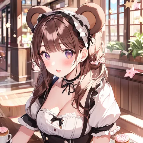  maid cafe 　Bear ears　brown　star　beautiful