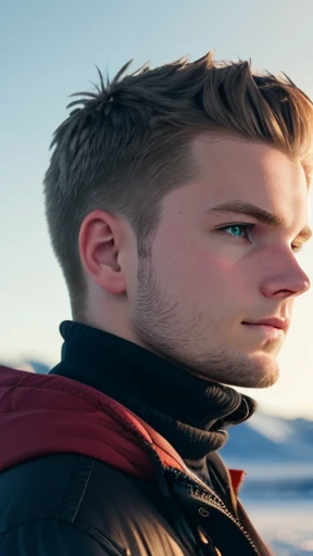 A young Icelandic man focusing on his face 