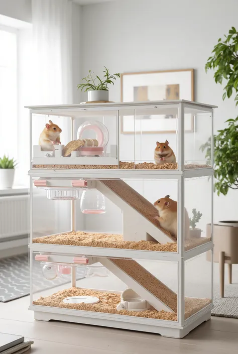 Double-decker hamster cage, product design, realistic