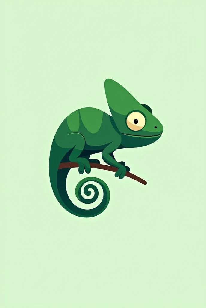 Create me a small green and minimalist chameleon that can be on a garment as a logo 