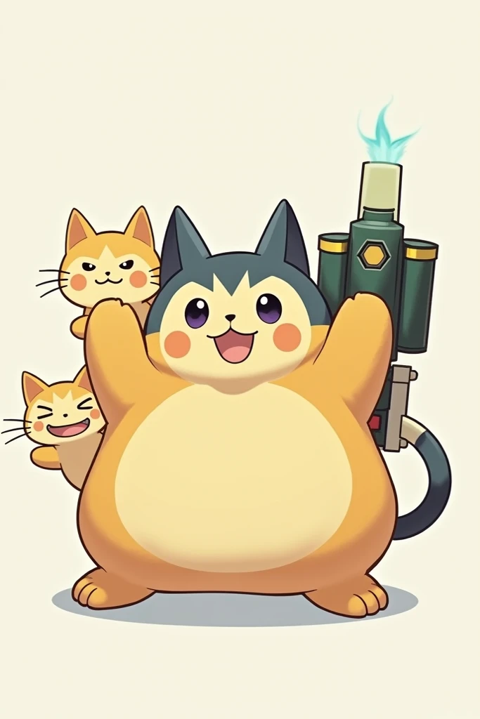 Custom fat cat pokemon.three cats.one is the young fat cat.second is older version of it but with gerenade launcher.and the third one is coolest cat with stronger gerenade laucher.make them simple.dont over detail them.all the cats are fat