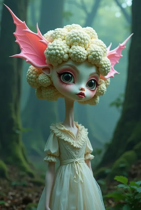  Surreal Supernatural Cauliflower Creature, 4K, 8K, masterpiece,  Alice in Wonderland ,  pink inner ears covered by the Destroyer ,  Very detailed,  Intricate, Imaginative, Fantasy,  movie lights,  Bright Colors , Dramatic shadows , Fantastic, ethereal, my...