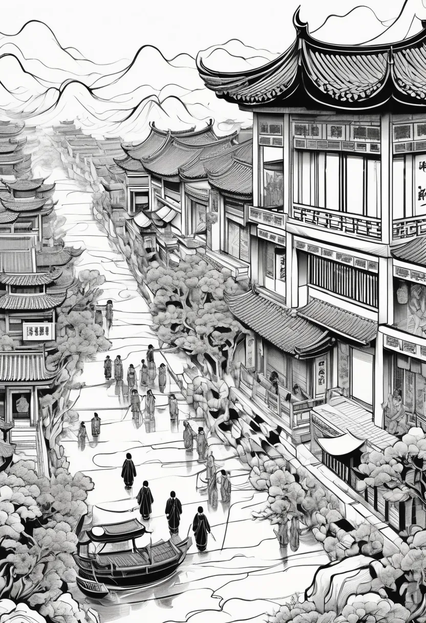 monochrome comics,chinese style,