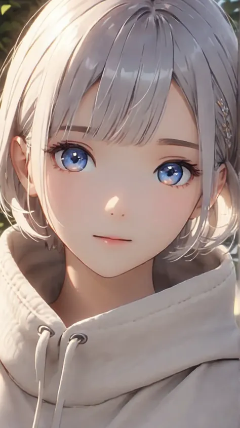 1girl, animation style, (8k, best quality, masterpiece:1.5), vibrant colors, crisp details, Best Illumination, cinematic lighting, sharp focus, Perfect Anatomy, short silver hair, sleek and casual hairstyle, light natural hair highlights, slightly tousled ...