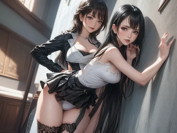 masterpiece,   best quality,    Ultra High Definition CG Unity 8K Wallpaper , (  beautiful woman ), Wendy,   Black bob hair  , ((  flat chested,Thighs)),   ((Reverse Bunny Suit))((  absolute domain )), (( Upscale White Lace Panties)), (),   Oil Skin, ( enc...