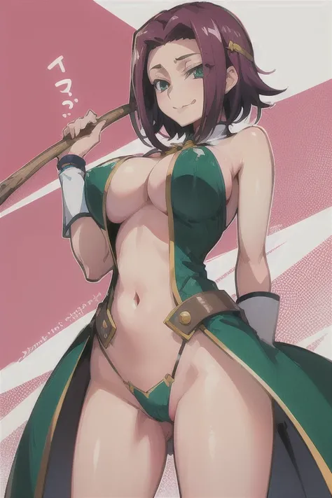 Karen from Code Geass, standing, Big Breasts, nsfw,short hair, sticks out his tongue , smile, best quality ,