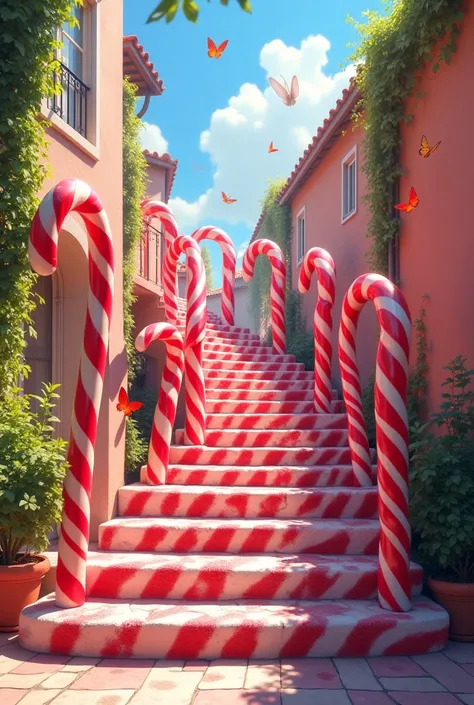 Make a Provencal staircase made of candy cane