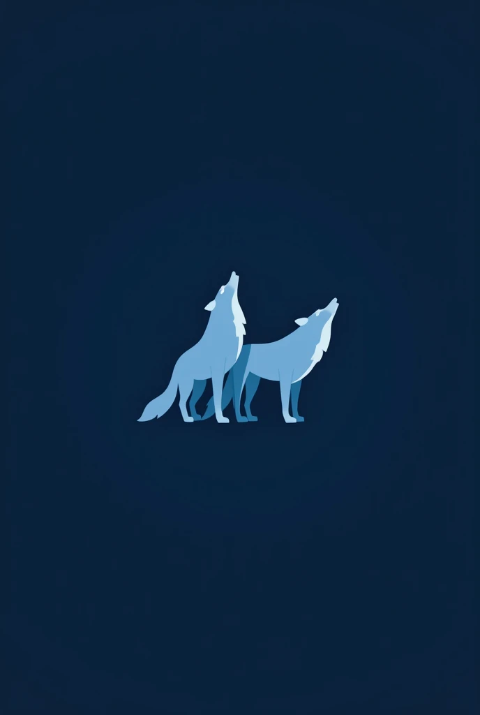 create a two-wolf logo on a dark blue background in a modern and simple way 