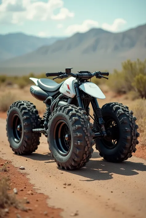 four wheeler bike having cycle tyre in front and back both with minimum gap between two tyre