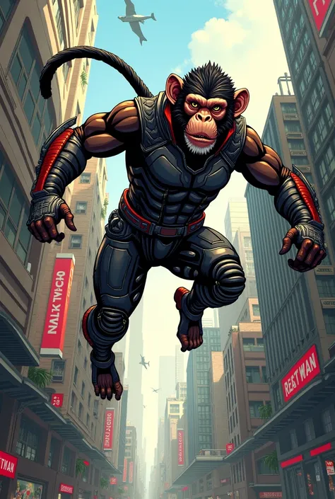 Make a comic page about half monkey half human superhero
