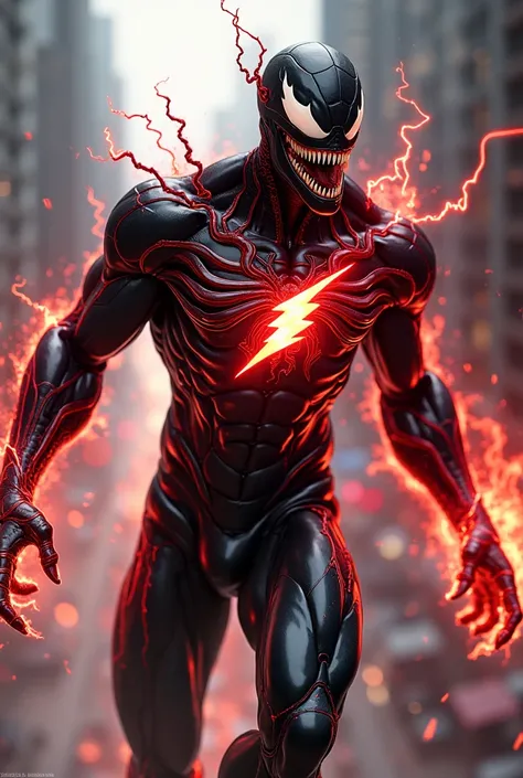 I would like an animated image of a fusion between Venon and Flash