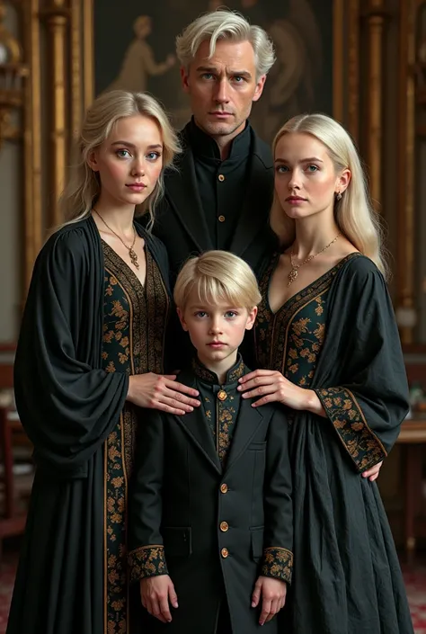 draco malfoy, His wife Astoria ,  his son Scorpius and a sister of Scorpius who is er 