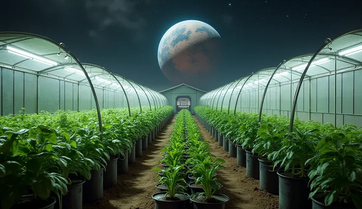 On Mars, greenhouses and crops will be used under LED lights to ensure the constant supply of food on a planet that has no natural conditions for agriculture.