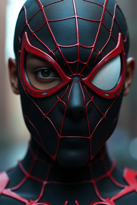 Create the picture of miles morales spiderman , little close to phone screen , with best mask on 