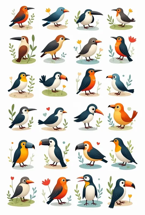 create 20 animal birds designs for print on mug