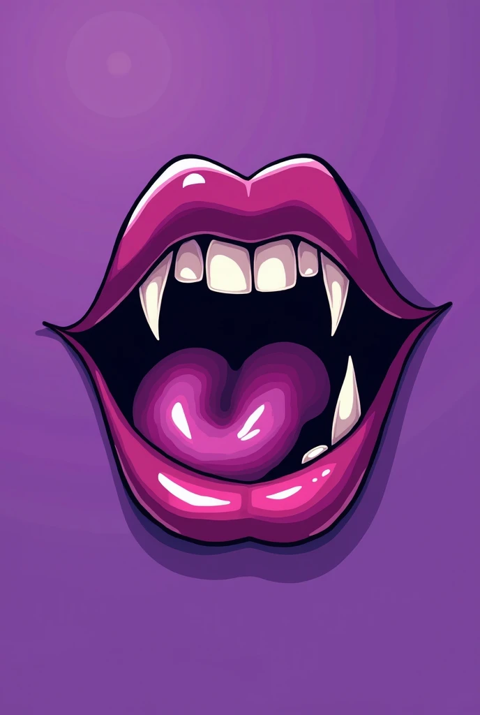 Cartoon type 2d vampire mouth only showing whole color purple male