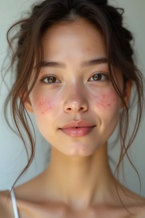 Single girl face with pimples