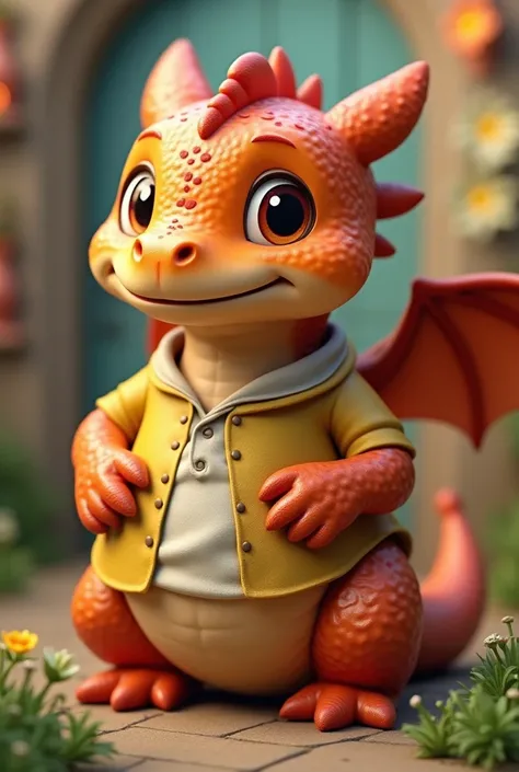 Create a chubby and cuddly dragon with the shirt. Bravo 

